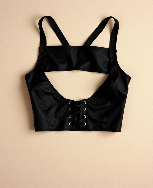 Noir Satin Corset Top